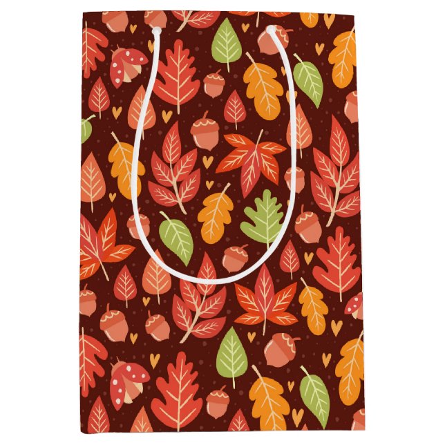 Sac Cadeau Moyen Feuilles d'automne  (Devant)