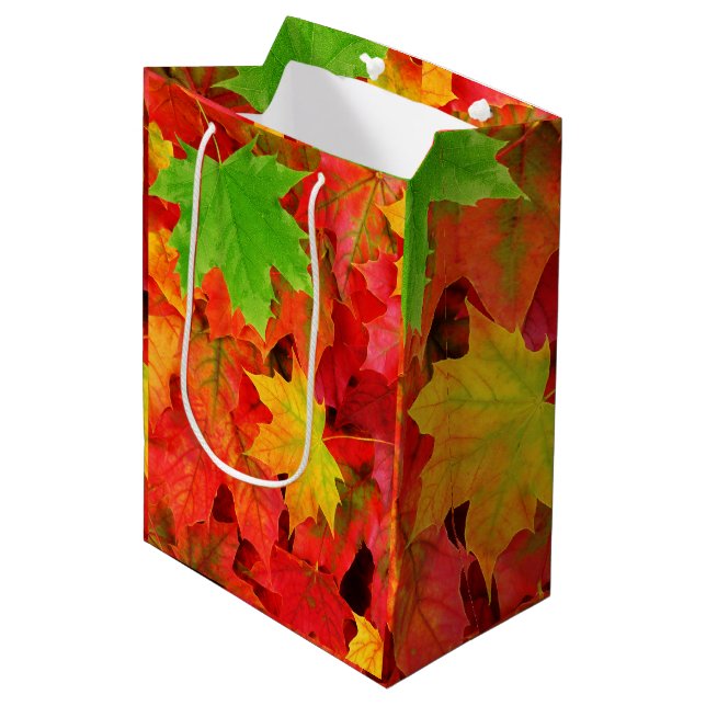 Sac Cadeau Moyen Feuilles d'automne (Devant Angle)
