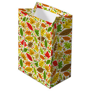 Sac Cadeau Moyen Feuilles d'automne colorées