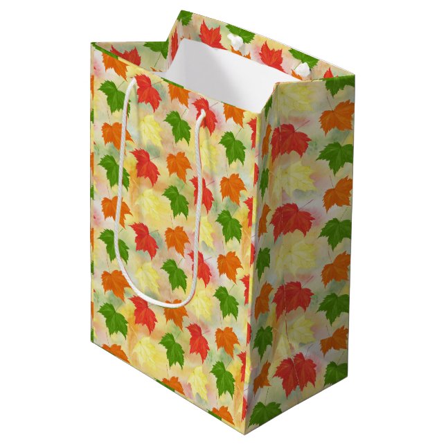 Sac Cadeau Moyen feuilles d'automne de l'aquarelle (Devant Angle)