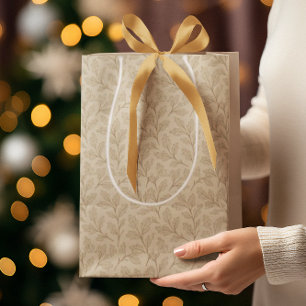 Sac Cadeau Moyen Feuilles d'automne élégantes Ferme minimaliste B