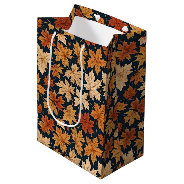 Sac Cadeau Moyen Feuilles de la récolte d'automne et d'automne (Devant Angle)