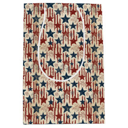 Sac Cadeau Moyen Feux d'artifice patriotiques Americana USA Étoiles