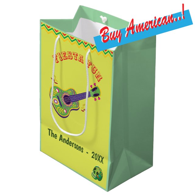 Sac Cadeau Moyen Fiesta Fun Mexicaine Lime Monogramme Moyen Cadeau  (Créateur téléchargé)