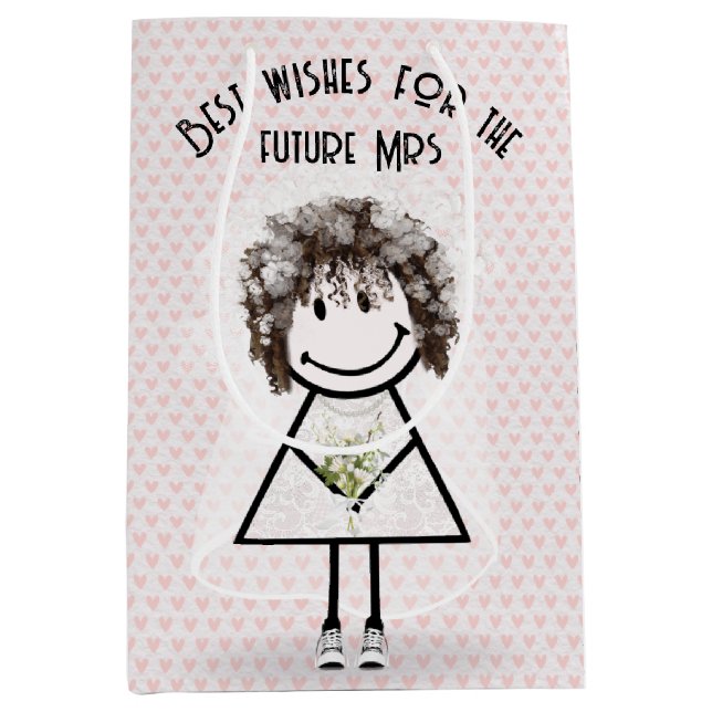 Sac Cadeau Moyen Figure en bâtonnets Birde en baskets sur des cœurs (Devant)