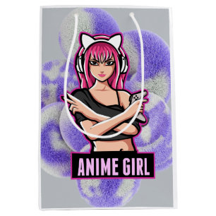 Sac Cadeau Moyen Fille Anime   Illustration de personnage à l'esthé
