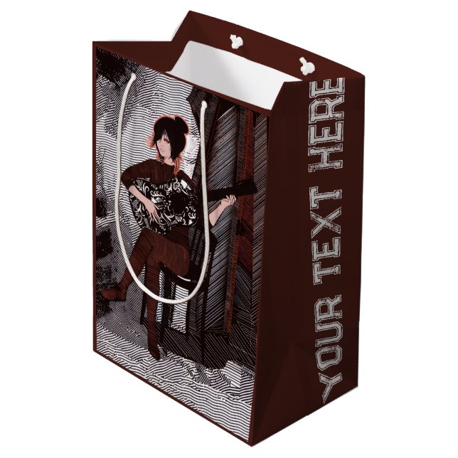 Sac Cadeau Moyen Fille avec guitare (Dos Angle)
