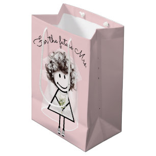 Sac Cadeau Moyen Fille Baguette Mariée En Robe De Dentelle Et Baske