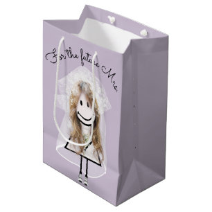 Sac Cadeau Moyen Fille Bâton Mariée en Robe en Dentelle et Baskets