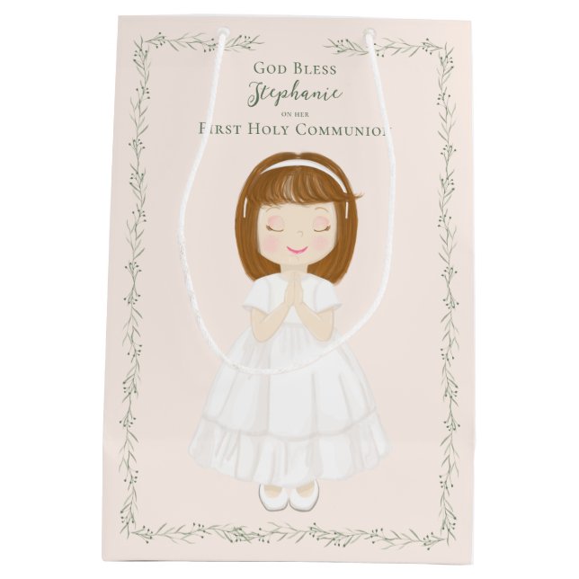 Sac Cadeau Moyen Fille Communion priant (Dos)