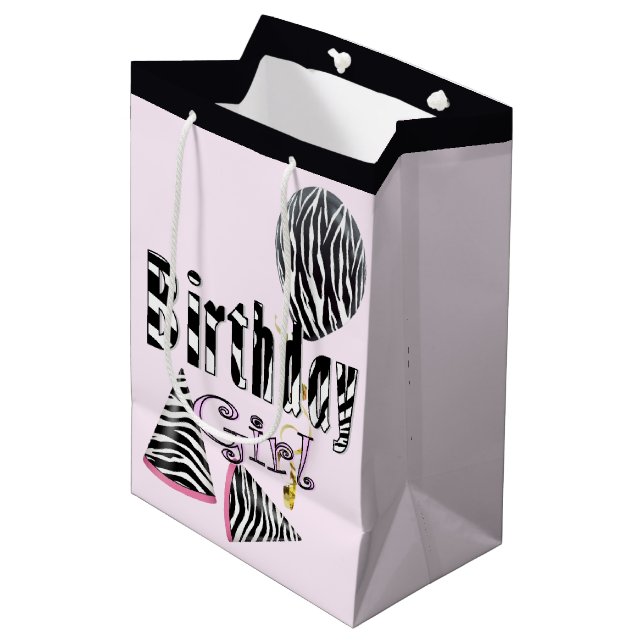 Sac Cadeau Moyen Fille d'anniversaire (Devant Angle)