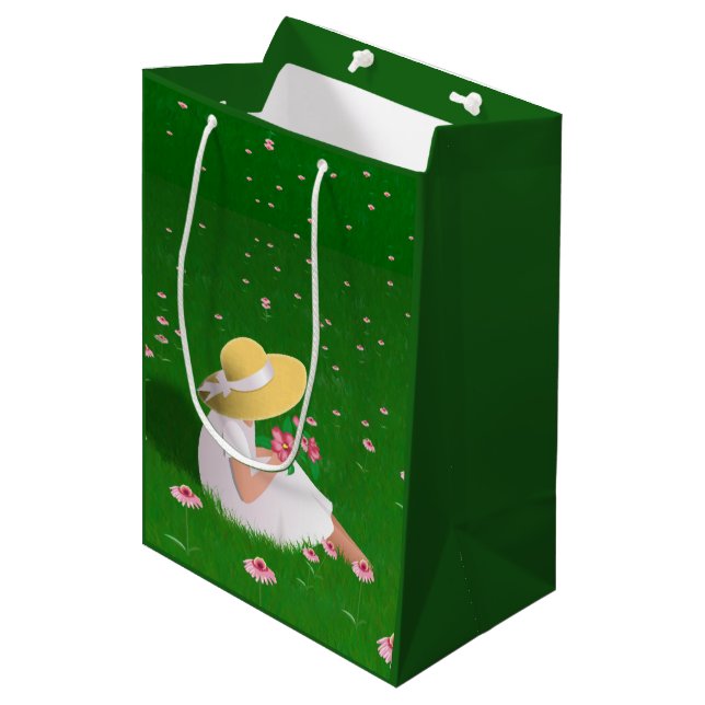 Sac Cadeau Moyen Fille en herbe (Devant Angle)