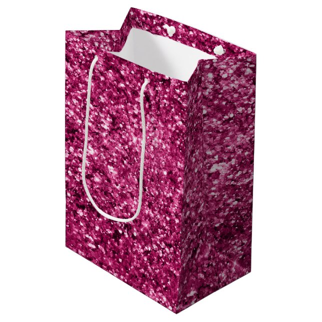 Sac Cadeau Moyen Fille Glam Fuchsia Parties scintillant rose (Devant Angle)