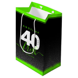 Sac Cadeau Moyen Fille moderne vert brillant 40 et frais