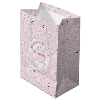 Sac Cadeau Moyen Fille rose mignonne Fantômes Bébé Halloween 1er an