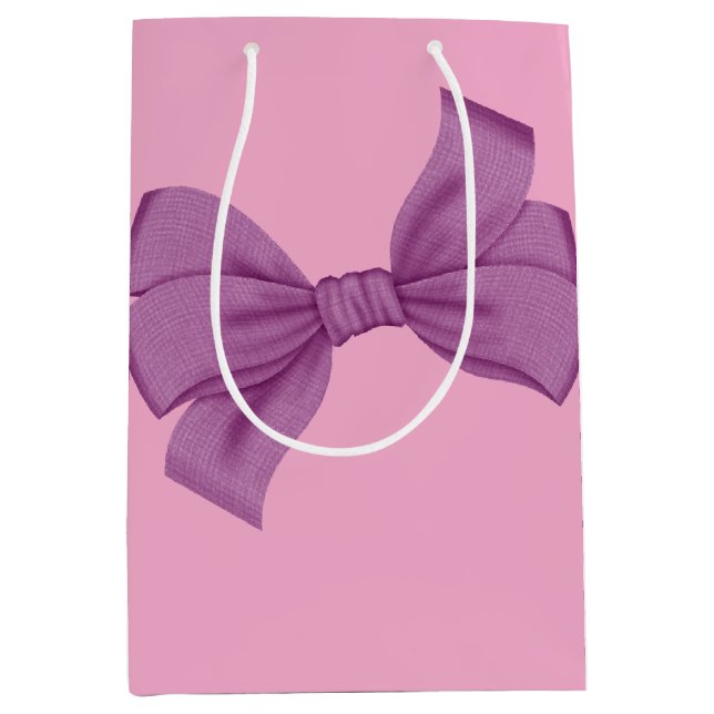 Sac Cadeau Moyen Fille rose pourpre Baby shower ou Anniversaire (Devant)