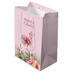 Sac Cadeau Moyen Flamant rose Avec Couronne D'Or