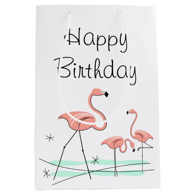 Sac Cadeau Moyen Flamant rose Ocean Trio 2 Joyeux anniversaire peti (Devant)
