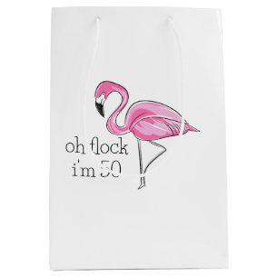 Sac Cadeau Moyen Flamant rose rose Oh Flock Je suis 50