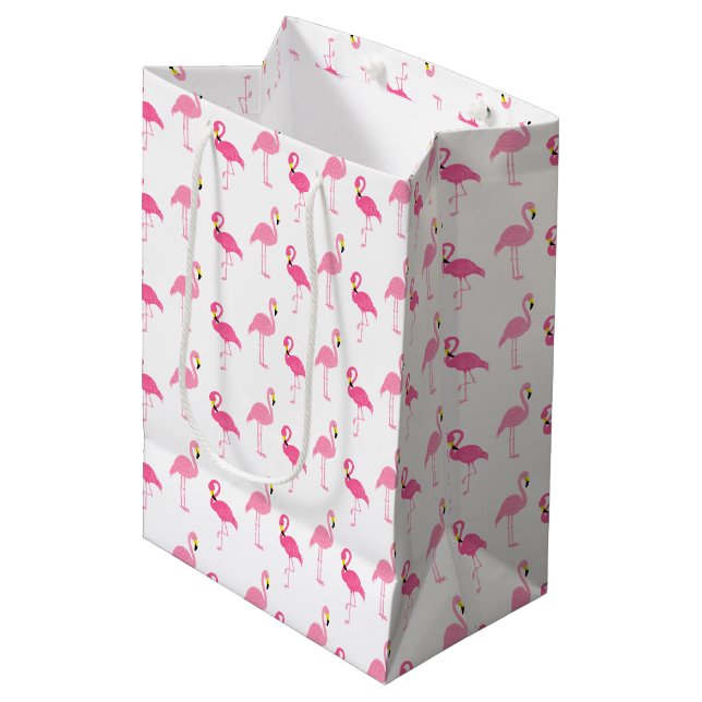 Sac Cadeau Moyen Flamants roses roses mignons (Devant Angle)