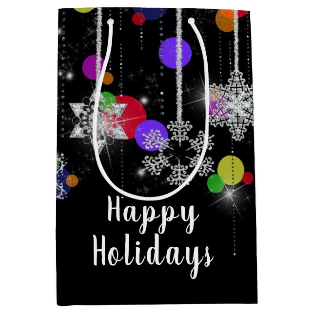 Sac Cadeau Moyen Flambeaux de Noël (Devant)