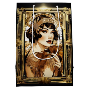 Sac Cadeau Moyen Flamme de Gatsby fille brunette 1920's thème party
