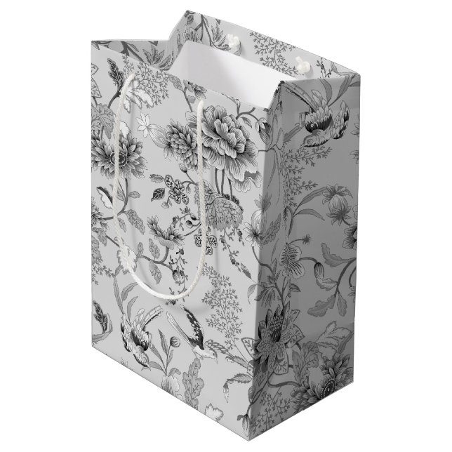 Sac Cadeau Moyen Fleur argentée et colibri (Dos Angle)