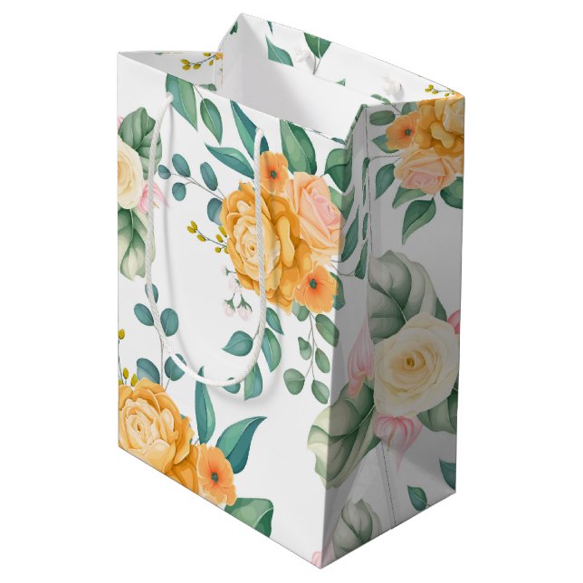 Sac Cadeau Moyen fleur chic élégant (Dos Angle)