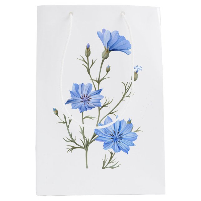 Sac Cadeau Moyen Fleur chicorée sauvage Aquarelle botanique Art (Devant)