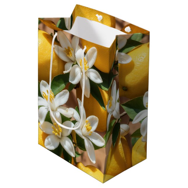 Sac Cadeau Moyen Fleur d'agrumes Méditerranée (Devant Angle)