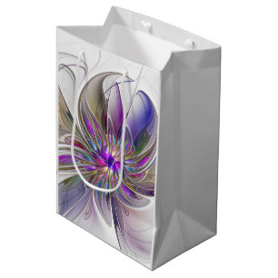 Sac Cadeau Moyen Fleur d'art Abstrait, énergique et coloré