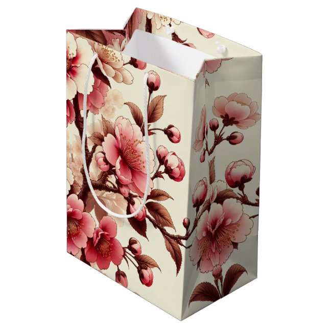 Sac Cadeau Moyen Fleur de cerise (Dos Angle)
