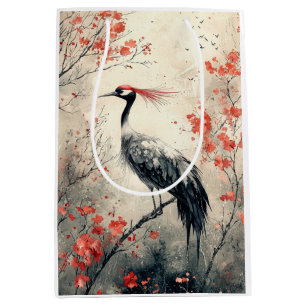 Sac Cadeau Moyen Fleur de grue cramoisie Encre lavis (2)