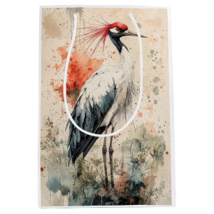 Sac Cadeau Moyen Fleur de grue cramoisie Lavis d'encre (1)