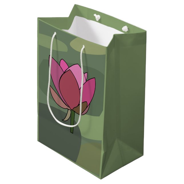 Sac Cadeau Moyen Fleur de lotus rose (Devant Angle)