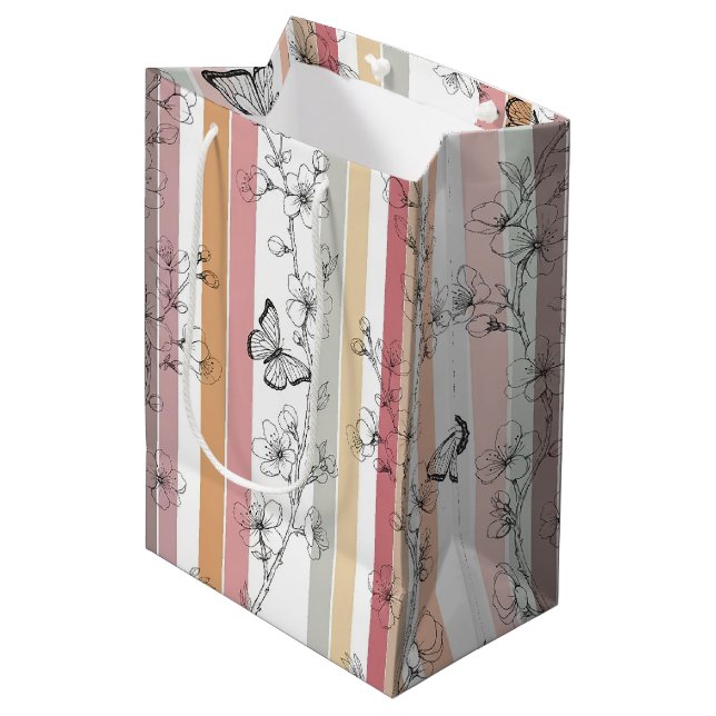 Sac Cadeau Moyen Fleur d'Élégant Papillon (10) (Devant Angle)
