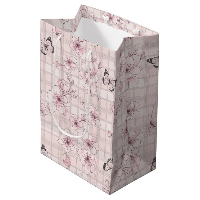 Sac Cadeau Moyen Fleur d'Élégant Papillon (4) (Devant Angle)