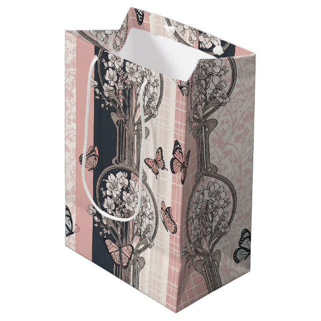 Sac Cadeau Moyen Fleur d'Élégant Papillon (5) (Devant Angle)