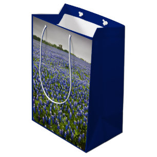 Sac Cadeau Moyen Fleur d'état bleue du Texas de champ de Bluebonnet