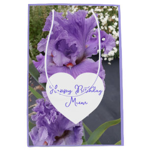 Sac Cadeau Moyen Fleur d'Iris Fleurs Violet Lavande Lilas Floral