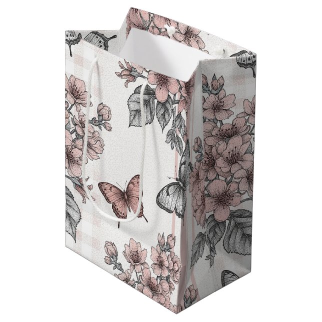 Sac Cadeau Moyen Fleur Élégante de Papillon (1) (Devant Angle)