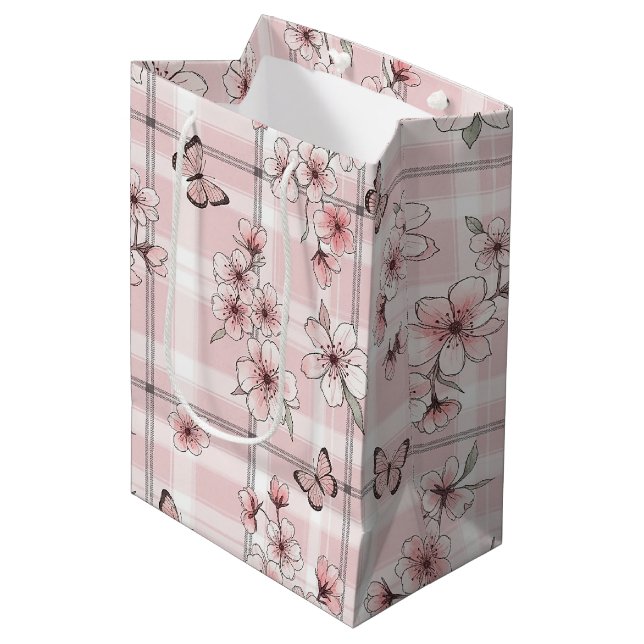 Sac Cadeau Moyen Fleur Élégante de Papillon (2) (Devant Angle)