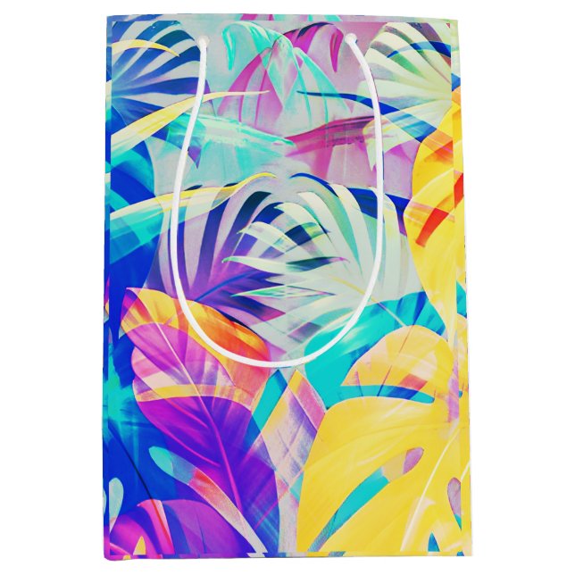 Sac Cadeau Moyen Fleur pastel abstrait moderne (Devant)