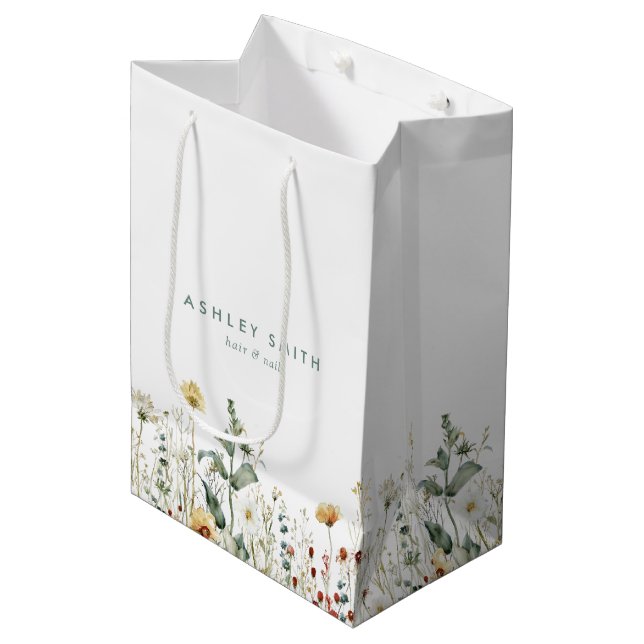 Sac Cadeau Moyen Fleur sauvage d'été (Devant Angle)