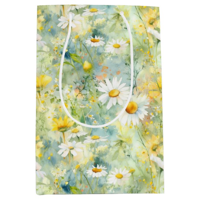 Sac Cadeau Moyen Fleur sauvage Meadow Summer Folio Boho Moderne (Devant)