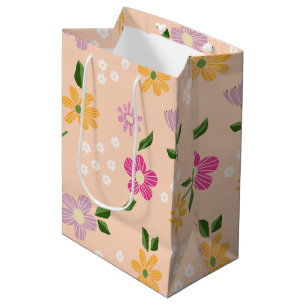 Sac Cadeau Moyen Fleurs Abstraites joueuses