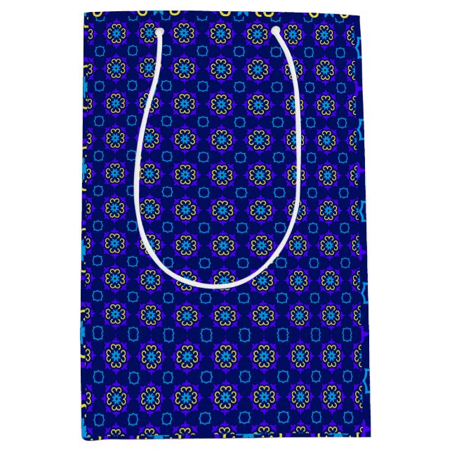 Sac Cadeau Moyen fleurs bleues (Devant)