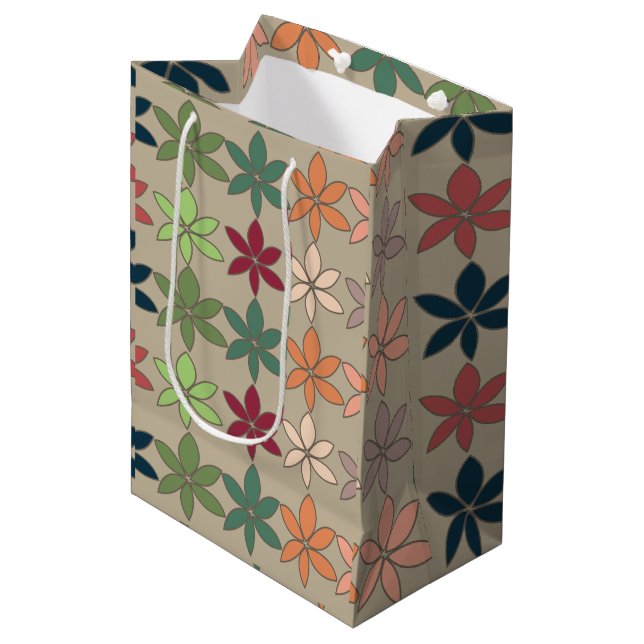 Sac Cadeau Moyen Fleurs Colorées (Devant Angle)