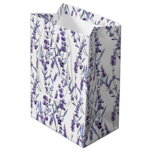 Sac Cadeau Moyen Fleurs d'aquarelle violette Lavender