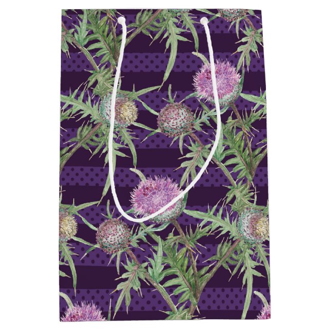 Sac Cadeau Moyen Fleurs de chardon (Devant)